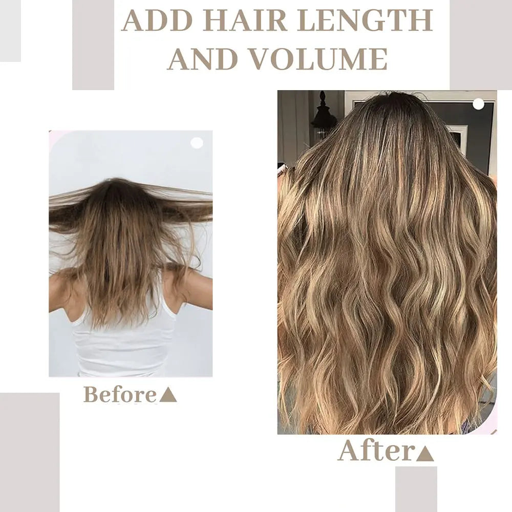 Before and after comparison of hair length and volume