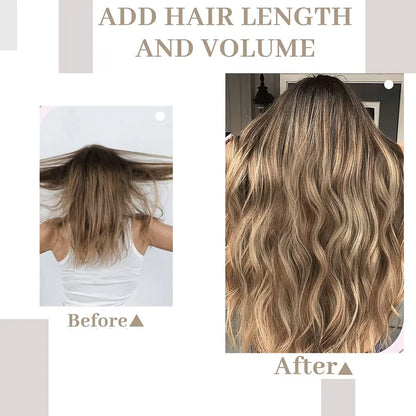 Before and after comparison of hair length and volume