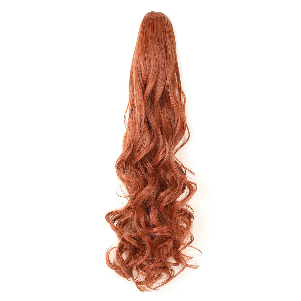 Brown hair extension with wavy style on a white background