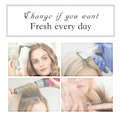 Collage of hair care activities with text 'Change if you want Fresh every day'.
