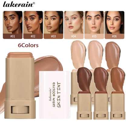 Lakerain skin tint stick with color swatches and branding