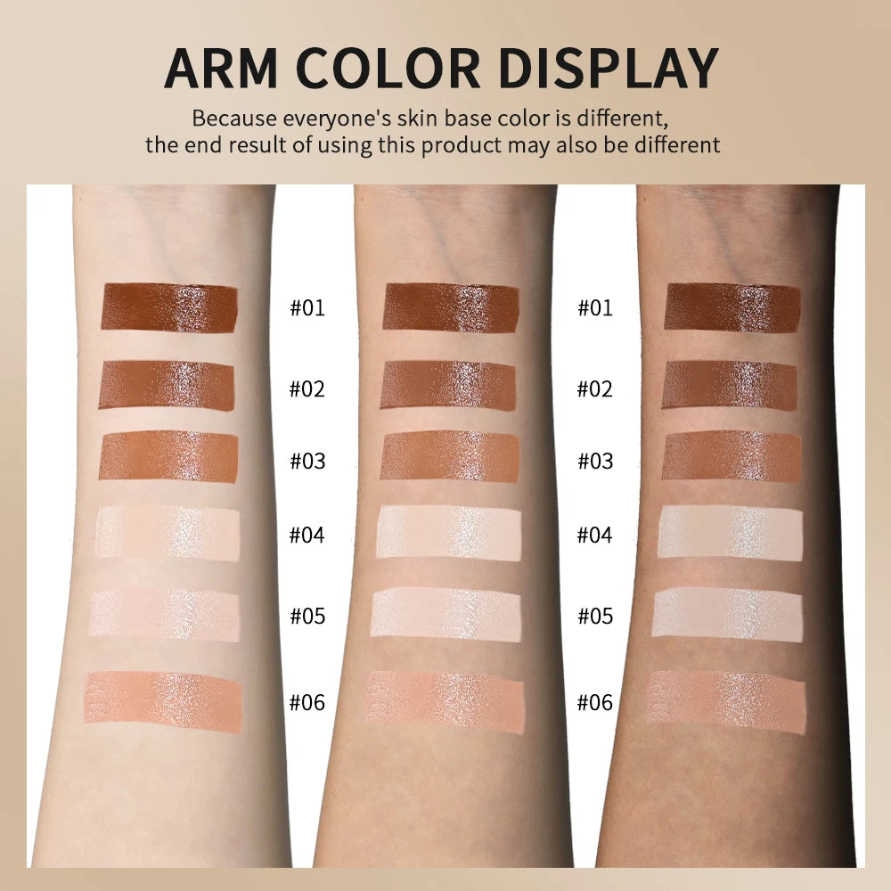 Arm color display swatches with different skin tones on a beige background