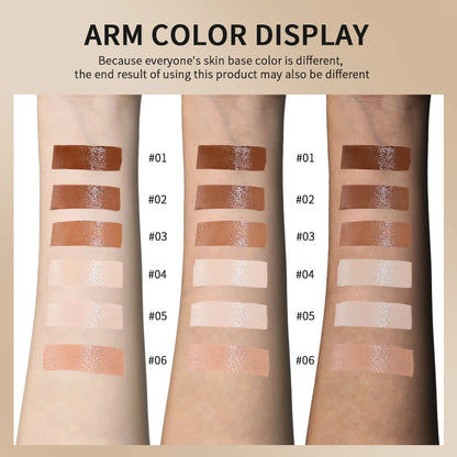 Arm color display swatches with different skin tones on a beige background