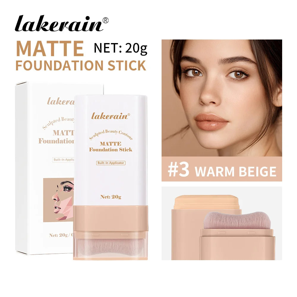 Lakerain Matte Foundation Stick packaging with a woman's face and product _3