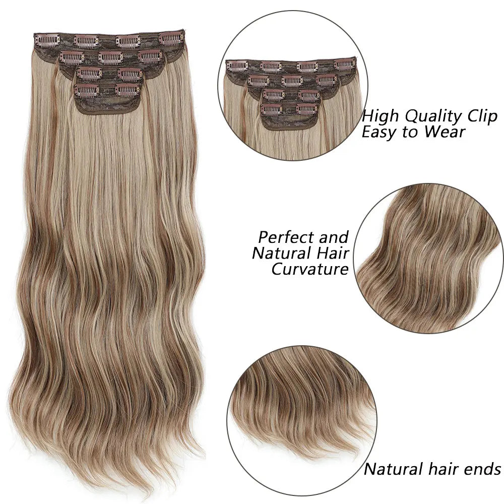 Hair extension with clip-in design, showing natural hair ends and quality details.