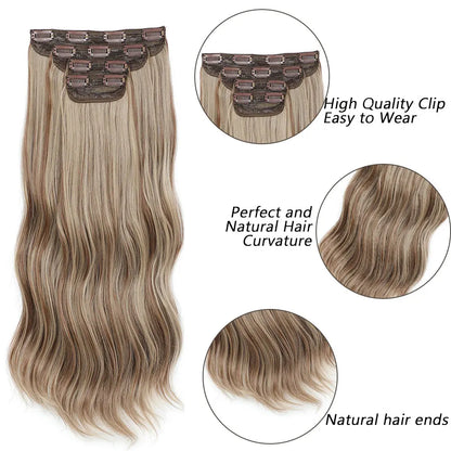 Hair extension with clip-in design, showing natural hair ends and quality details.