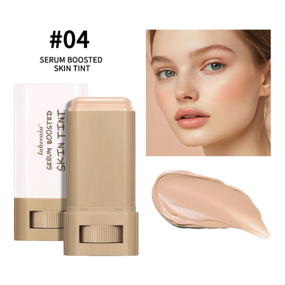 Serum boosted skin tint stick with a model's face and swatch_4