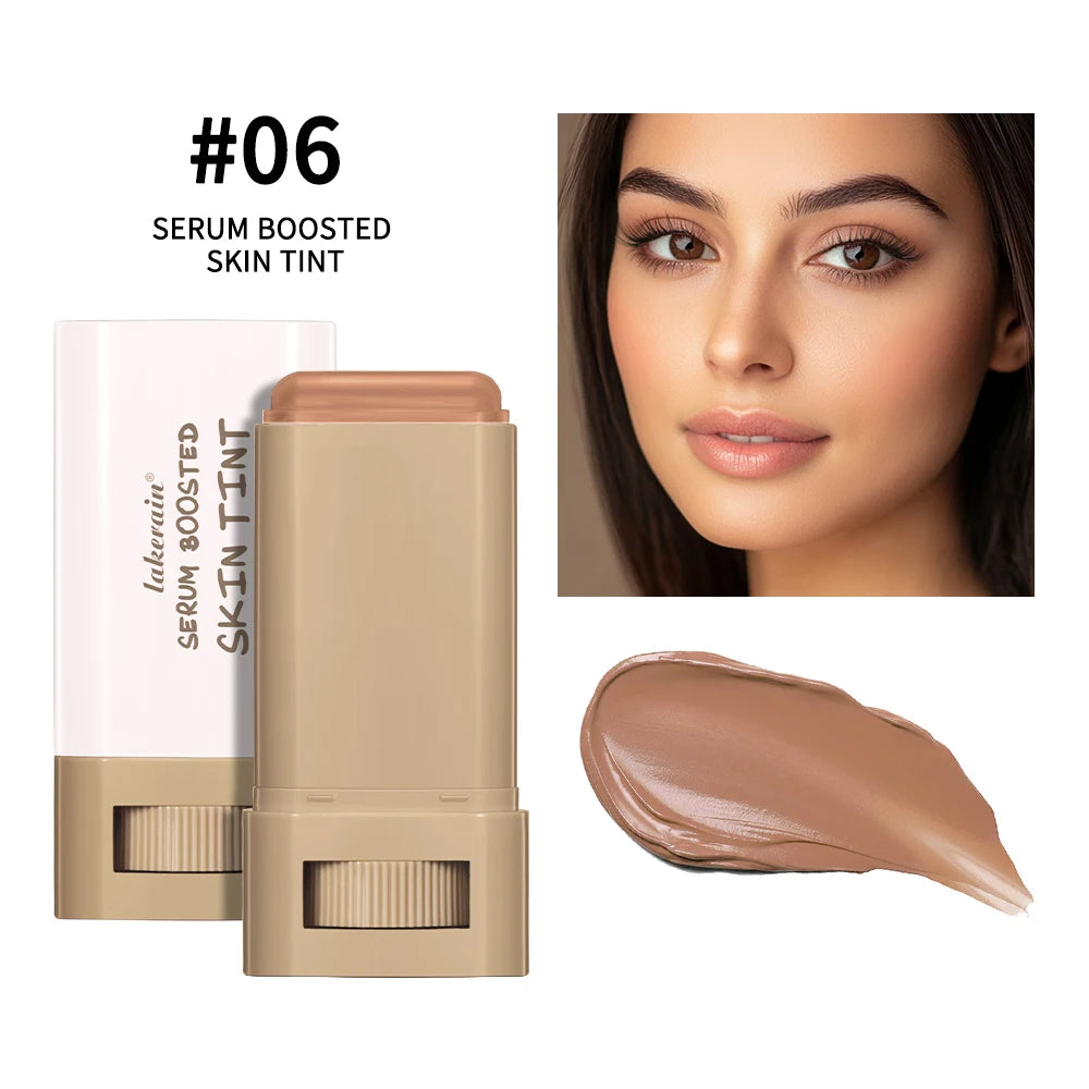 Serum boosted skin tint stick with a model's face and swatch_6