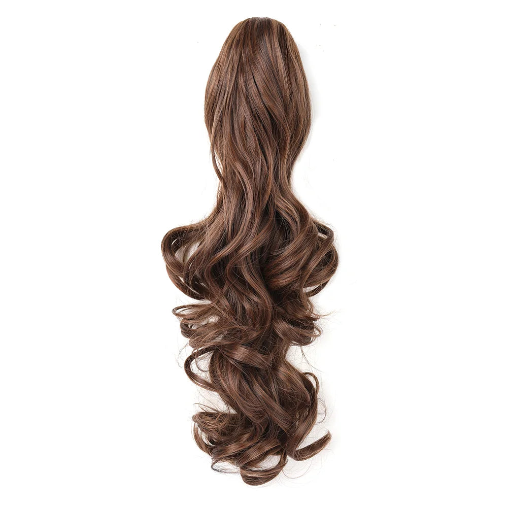 Brown hair extension with wavy style on a white background