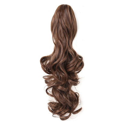 Brown hair extension with wavy style on a white background